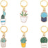 Stiesy Pot Plant Theme Stitch Markers with Brass Leverback Clasps Enamel Cactus Locking Crochet Stitch Marker Charms DIY Handmade Gift for Weaving...