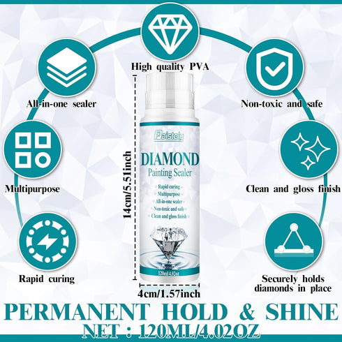 Diamond Painting Sealer (120ml*2), Puzzle Glue Clear, Diamond Painting Accessories with Permanent Fixation and Shining Effect, Diamond Painting Ar...