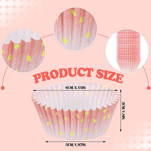 Funtery 300 Count Pink Cupcake Liners Pink Gold Bridal Shower Cupcake Wrappers Cupcake Wrappers Decorations Paper Cupcake Liners for Baking Baby B...