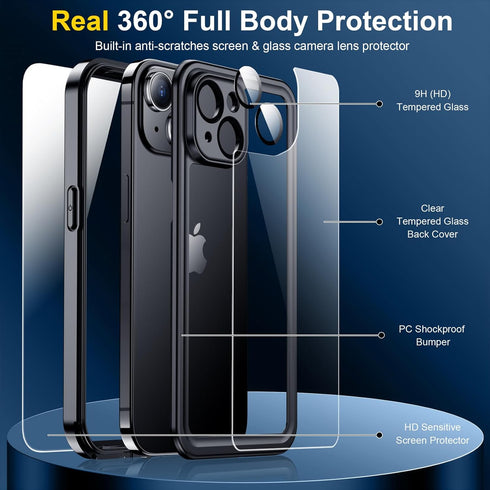 SPIDERCASE for iPhone 15 Case Waterproof,Built-in Screen & Camera Lens Protector, IP68 Underwater, 14FT Military Shockproof, Full Body Protection ...