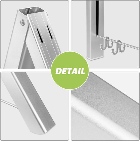 LIVEHITOP Wall Mounted Clothes Hanger, Foldable Clothes Airer Coat Rail Space Saving Dryer Rack for Laundry Bedroom Hotel RV (Silver)...