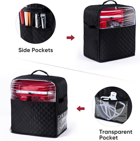 BAGSPRITE Stand Mixer Cover with Appliance Sliders Base Compatible with KitchenAid Mixer-Storage Bag for 6/7/8 Quart with Pockets for Kitchen Aid ...