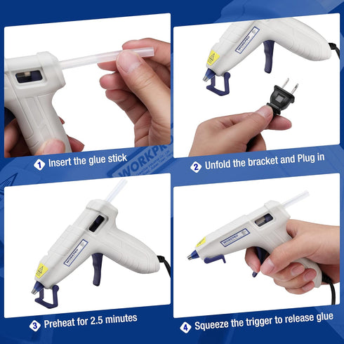 WORKPRO Mini Hot Glue Gun Kit, 20pcs Hot Glue Sticks Included, Lightweight Hot Melt Glue Gun for Decoration, Craft, School Art, DIY, Home Repairs...