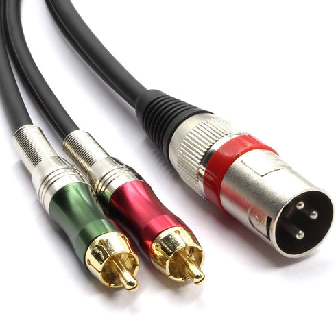 SiYear 15FT XLR Male to 2 x Phono RCA Plug Adapter Y Splitter Patch Cable, 1 XLR Male 3 Pin to Dual RCA Male Plug Stereo Audio Cable Connector(4.5...