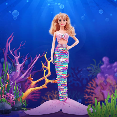 UNICORN ELEMENT 5 Pcs 11.5 Inch Girl Doll Mermaid Tail Clothes and Doll Accessories Mermaid Tail Summer Dress Swimsuit Bikini for 11.5 Inch Girl D...