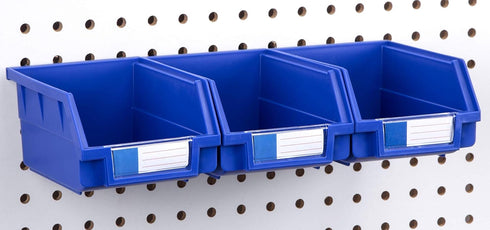 Pegboard Bins - 3 Pack Blue Large - Hooks to Any Peg Board - Organize Hardware, Accessories, Attachments, Workbench, Garage Storage, Craft Room, T...