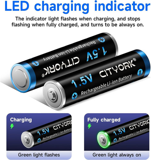 Type-C USB 4 Pack 1.5V AAA 1200mWh Lithium Rechargeable Battery, Constant Output and Fast Charging (Include Type-C USB Cable) (4 Pack USB AAA)...