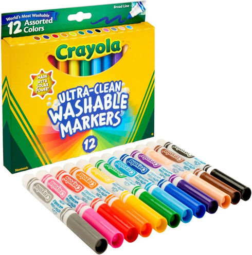 Crayola Broad Line Markers (12ct), Washable Markers for Kids, Classroom Supplies for Teachers, Kids Back to School Supplies, 3+...