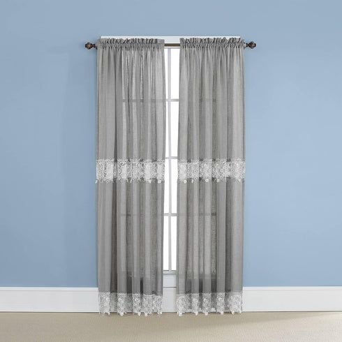 Renaissance Home Fashion Lillian Panel with Macramé Bands, 55" x 63"...