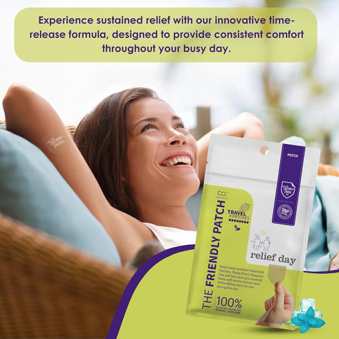Relief Day Patch - Arnica, White Willow Bark, Saffron & Peppermint for Soreness and discomfort for Women and Men...