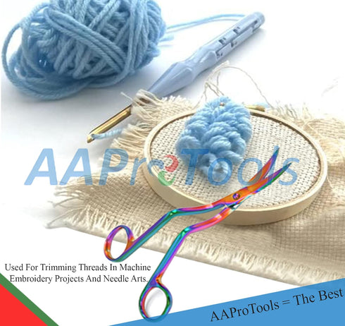 Multi Rainbow 6 Inch Machine Embroidery Double Curved Scissors Bundle + Thread Cutter Nipper Blue...