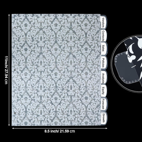 24 Pcs 3 Ring Binder Dividers with Tabs White Frosted Designs Plastic Page Dividers with 24 Tabs Recipe Cute Binder Dividers Decorative Insertable...
