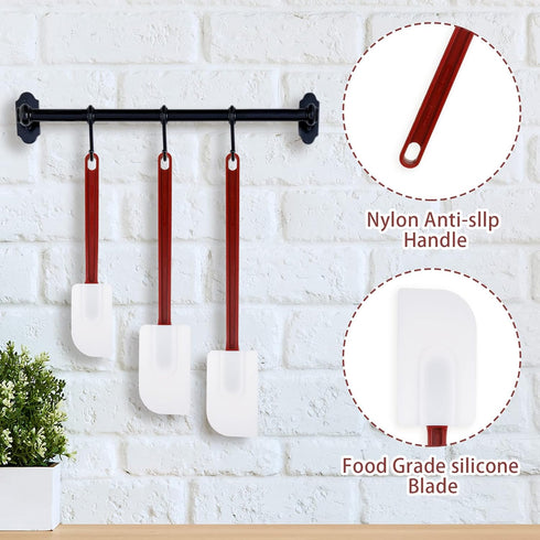 Set of 3 Commercial Silicone Spatulas for Cooking High Heat Resistant Silicone Scraper Commercial Baking Spatula for Kitchen Cooking Utensils, Red...