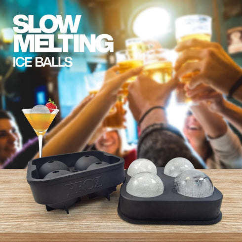 Housewares Solutions Froz Ice Ball Maker – Novelty Food-Grade Silicone Ice Mold Tray With 4 X 4.5cm Ball Capacity...