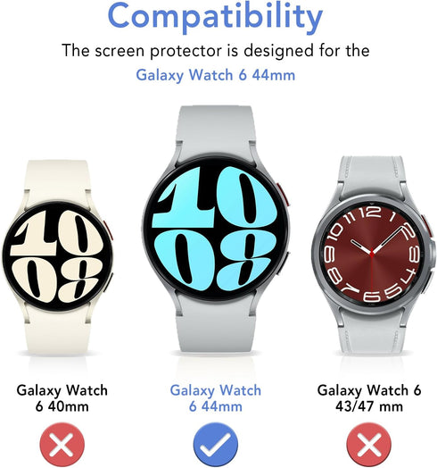 SPGUARD [2Pack Galaxy Watch 6 44mm Screen Protector, Auto-alignment Installation Kit Accessories Tempered Glass Screen Protector for ONLY Samsung ...