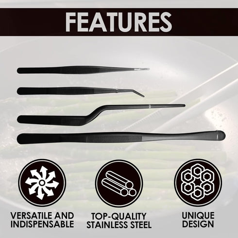 Precision Cooking Made Easy: Multipurpose Kitchen Tweezers for Culinary Perfection. Fine-Tipped Tongs for Cooking, Plating and Decorating, Seafood...