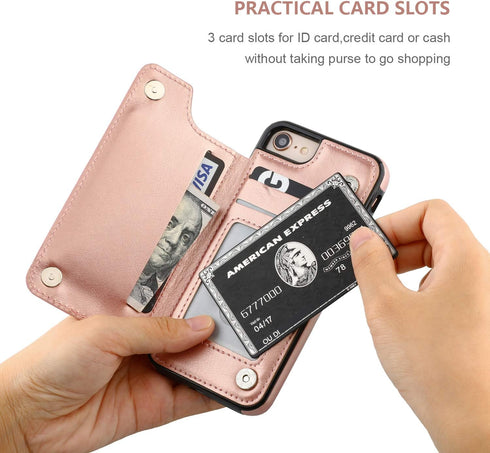 ONETOP for iPhone SE(2022) iPhone SE(2020) iPhone 7/8 Wallet Case with Card Holder, Premium PU Leather Kickstand Card Slots, Double Magnetic Clasp...