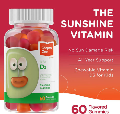 Zahler - Chapter One Vitamin D 3 1000 IU Gummies (60 Flavored Gummies) - Certified Kosher Chewable Vitamin D3 Gummies for Kids & Adults - Vit D3 S...