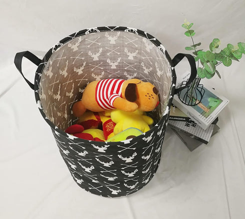 KUNRO Large Sized Storage Basket Waterproof Coating Organizer Bin Laundry Hamper for Nursery Clothes Toys (Deer)...