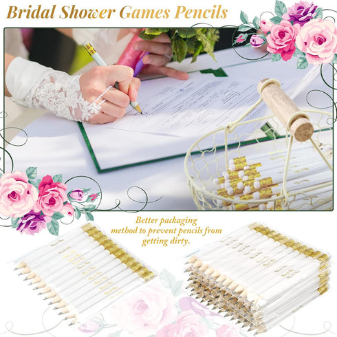 Chinco 72 Pieces Bridal Shower Game Pencils Wedding Pencils Pre Sharpened Mini Short Pencils 4 Inch Game Pencils Bridal Pencils for Wedding Shower...