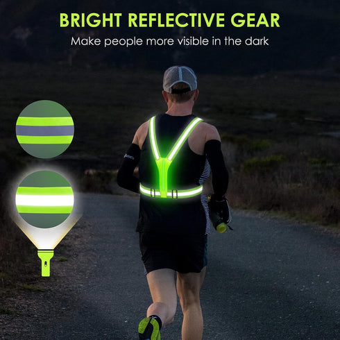 Led Reflective Vest Safety Gear, Rechargeable Light Up Running Vest High Visibility at Night Adjustable Vest for Runners Riders Walkers Men Women...