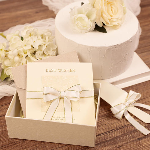 VATIN Double Faced Satin Ribbon 5/8 inch White with Gold Edge Continuous 25 Yards for Decoration, Craft, Gift Wrappping Wedding Card Decoration...