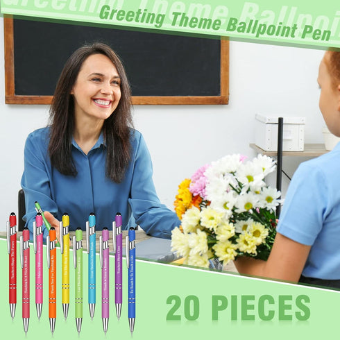 Greeting Theme Ballpoint Pen Teacher Appreciation Pen Inspirational Ballpoint Pens Screen Touch Metal and Stylus Pen for Teacher Writing Stationer...