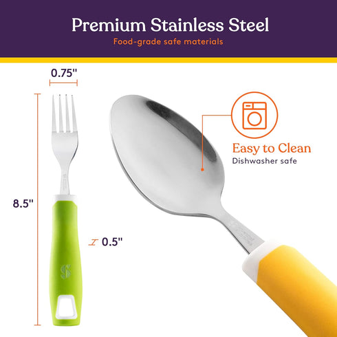 Special Supplies Adaptive Utensils (5-Piece Kitchen Set) Wide, Non-Weighted, Non-Slip Handles for Hand Tremors, Arthritis, Parkinson’s or Elderly ...