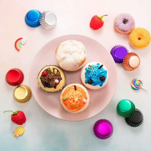 Sumind 400 Pieces Mini Foil Cupcake Liners Baking Cups, Metallic Cupcake Liner for Holiday Baking Muffin and Cupcakes(10 Colors)...