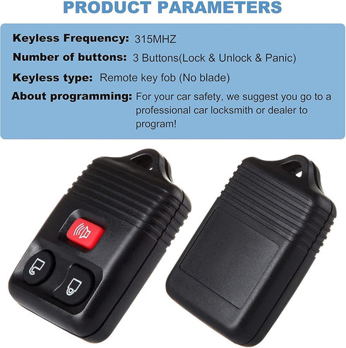 ECCPP for f ord f150 Key fob Keyless Entry Remote Key Fob CWTWB1U212 3 Button - Black for Ford for Mazda for L incoln for M ercury CWTWB1U331 CWTW...