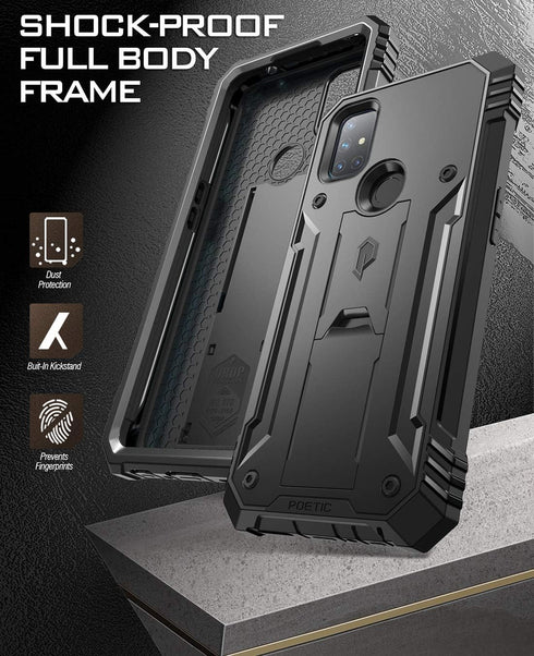 Poetic Revolution Series Case for OnePlus Nord N10 5G, Full-Body Rugged Dual-Layer Shockproof Protective Cover with Kickstand and Built-in-Screen ...