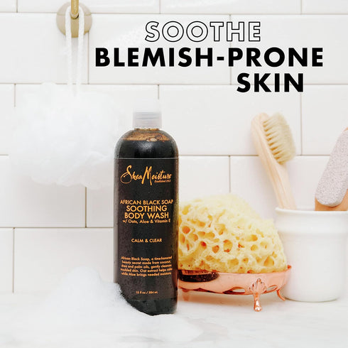 SheaMoisture Soothing Body Wash for Acne Treatment African Black Soap Paraben Free Body Wash ,13 Fl Oz (Pack of 1)...