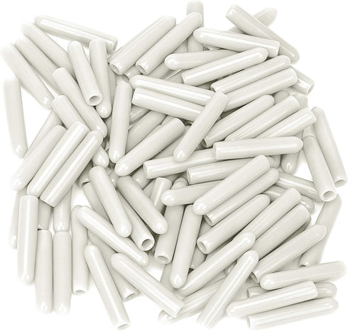 OIIKI 100 PCS Universal Dishwasher Rack Tine Prong Repair End Cover Caps, Durable Flexible Vinyl Extra Long 1 inch Anti Slip Round Tips, White