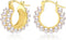 Pearl Earrings for Women Hypoallergenic 18K Gold Plated Sterling Silver Post Lightweight Pearl Hoop Earrings for Women (22mm)...