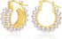 Pearl Earrings for Women Hypoallergenic 18K Gold Plated Sterling Silver Post Lightweight Pearl Hoop Earrings for Women (22mm)...