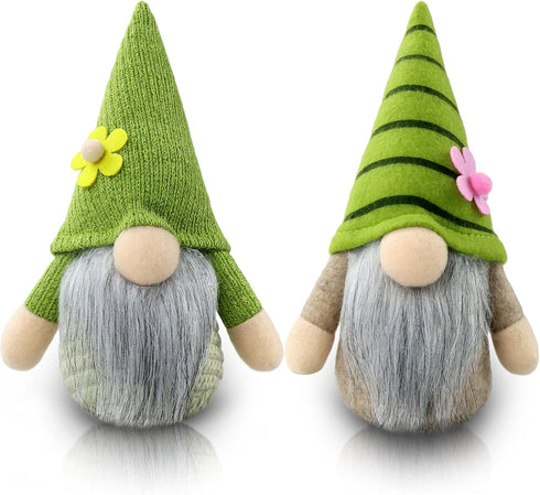 Gehydy Set of 2 Spring Gnomes Plush Easter Sunflower Gnome Decoration Gift Handmade Green Scandinavian Tomte Stuffed Farmhouse Decor for Home Kitc...