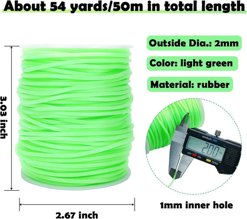 54 Yards Hollow Pipe Rubber Tube Cord 2mm PVC Tubing Cord String with Spool for DIY Necklace Bracelet Jewelry Making (Light Green)...