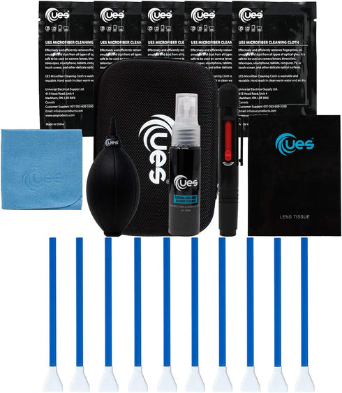 UES DSLR Camera Sensor and Lens Cleaning Travel Kit: APS-C Sensor Cleaning Swab, Cleaner, Air Blower, Microfiber Cloth, Lens Cleaning Pen, Lens Pa...