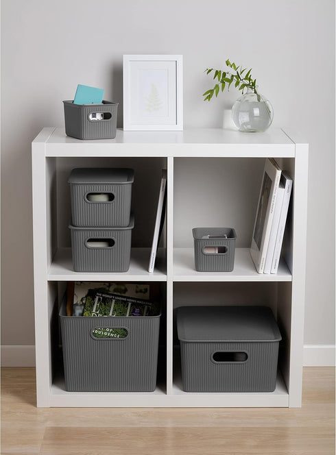 Baobab Multi-purpose Storage Basket Medium with Capacity for 5 Litres, Grey Anthracite, 18.1 x 27.2 x 13...