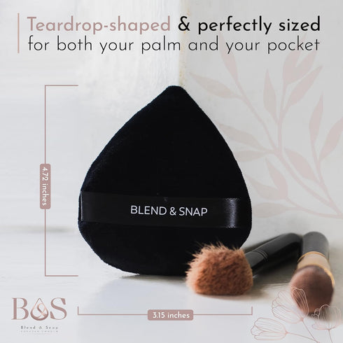 BLEND & SNAP Large Velour Triangle Makeup Puff for Smooth & Flawless Coverage – Blotting Sponge for Foundation & Concealer / Powder Press Pad – Pr...