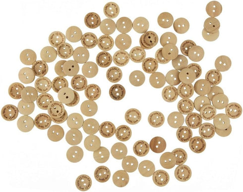 Akak Store 50 Piece Per Pack 25mm 2 Holes with Love Hearts Wood Buttons Sewing Scrapbooking Round Handmade Buttons DIY Decor Craft...