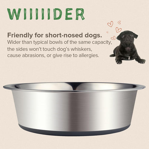 2 Pack Stainless Steel Dog Bowls, Premium Metal Dog Bowls with Non Slip Rubber Bottom, Dishwasher Safe, Easy to Clean, 4 Cup, Gray Bottom...