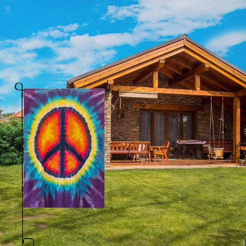 12X18 Garden Flag,Gesmatic Peace Garden Flag Christmas Garden Flag Abstract Peace Sign Design Tie Dye Garden Flag Décor Farmhouse Burlap Yard Outd...