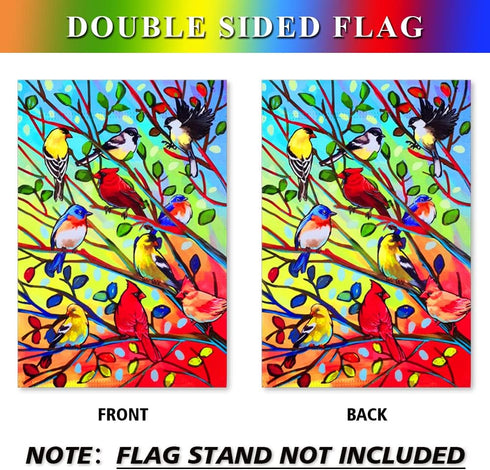 Tree Birds Garden Flags 12x18 Double Sided Decorative Yard Flags for Outside...