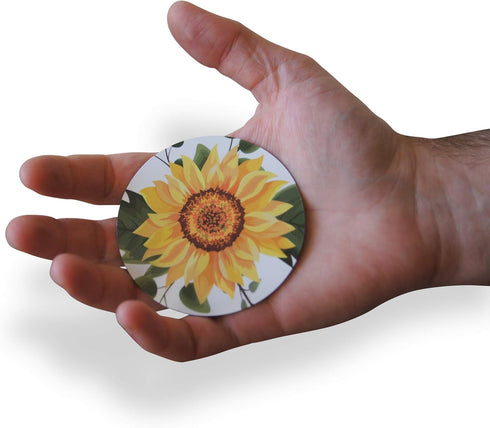 Sunflower Refrigerator Magnet – Vinyl 3” Round Flat Magnet for Fridge, Lockers, Home Kitchen and Farmhouse Decor – Self Adhesive to Metal Surfaces...