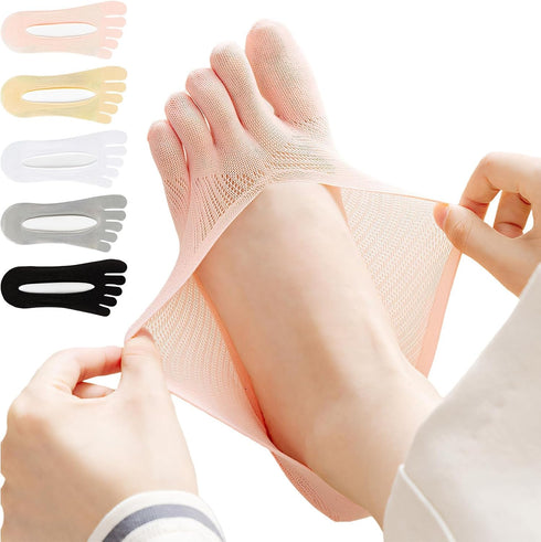 5 Pairs Toe Socks Women, Sock Align Toe Socks for Women for Bunions, No Show Toe Socks Women, Toe Compression Socks Toe Separator Socks...