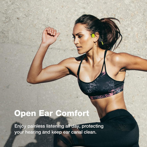 Open Ear Headphones, Wireless Air Conduction Headphones, Sweatproof Bluetooth Sport Headset with Mic for Running, Cycling (Black & Green)...