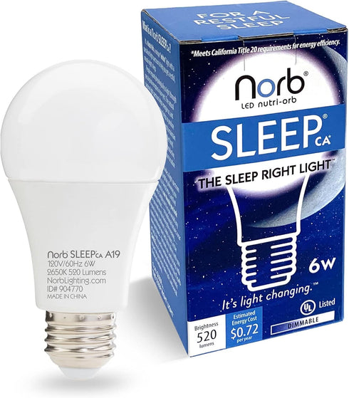 Low Blue Sleep Light Bulb - NorbSLEEP Low-Blue Light Bulb for Bedtime, Evening and Night, for Restful, Healthy Sleep for All Ages (Baby, Children,...