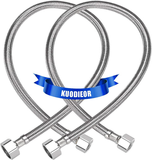 Universal Flexible Faucet Hose Connector, 12-Inch x 3/8" Comp x 1/2" FIP, Premium Braided Stainless Steel Faucet Water Supply Line for Kitchen Bat...