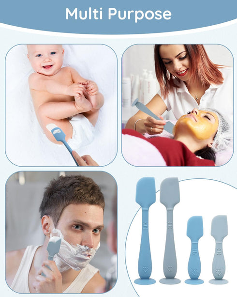 Baby Diaper Cream Spatula, Silicone Baby Diaper Rash Cream Applicator, Soft Butt Paste Spatula Brush with Suction Base for Newborn Essentials, 4-P...